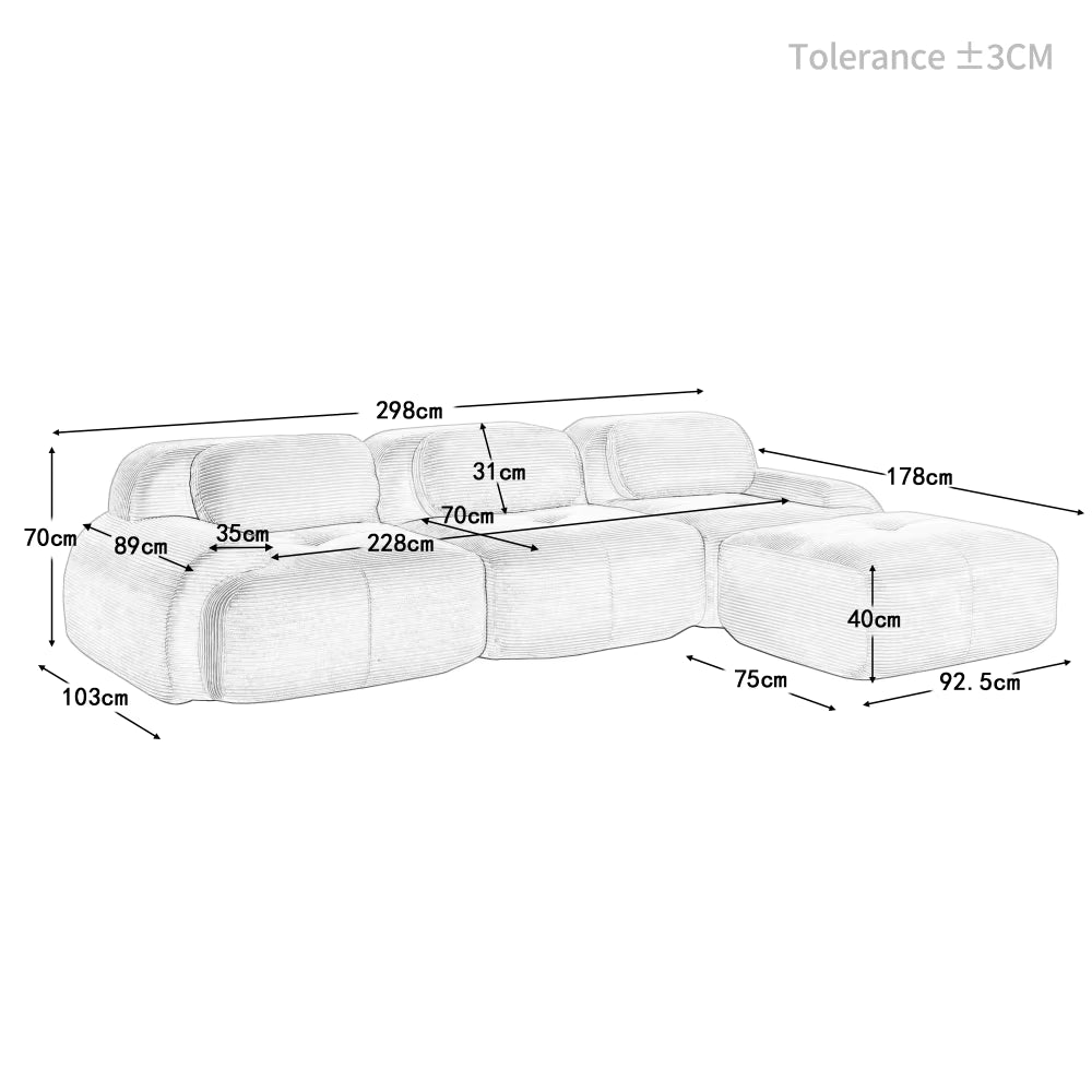 Canapé d'angle modulable 3 places